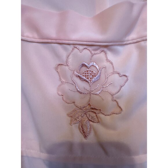 Vintage Loraine Lingerie Large Light Pink Button-Down Nightgown Floral Embroider - Picture 2 of 11